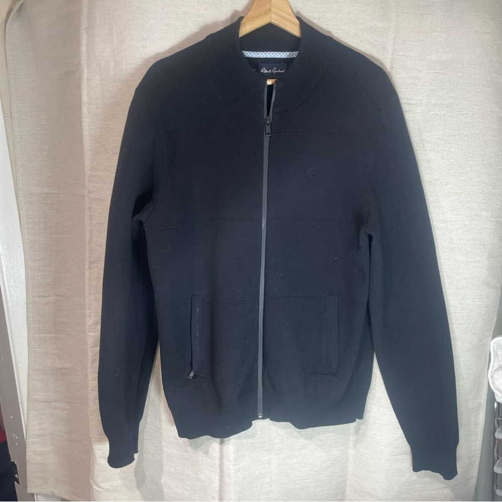 Robert Graham Men's Black Zip-Up Sweater